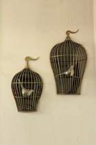 Art art sculpture wrought iron bird cage hanging piece half bird cage wall decoration Villa metal wall decoration spot