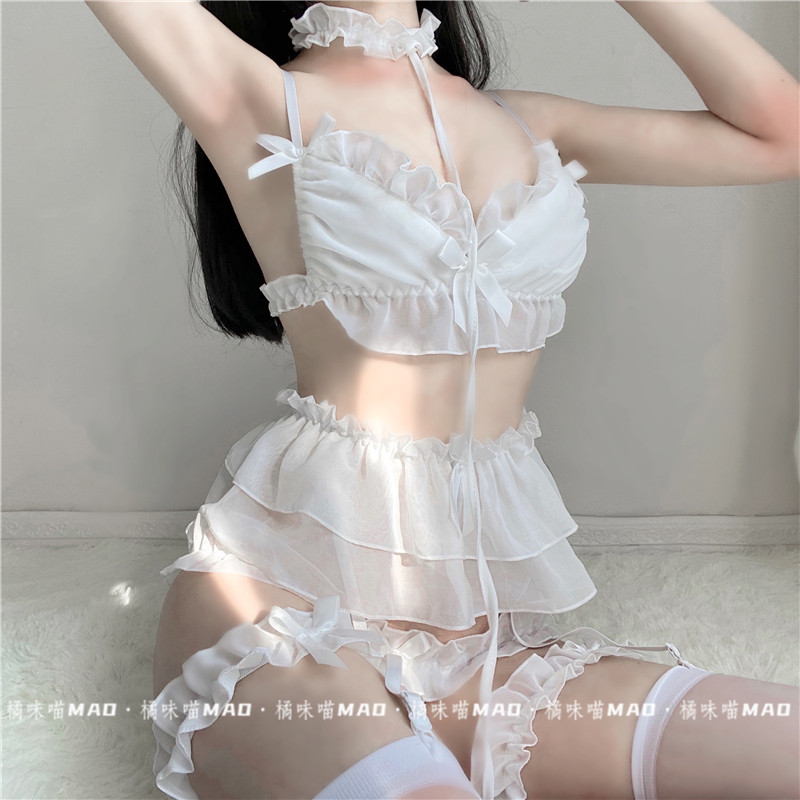 Orange Taste: fragrant sweet girlfriend lace sexy three-point style cute lingerie bra underpants Spice Seduction Suit