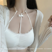 Orange Taste: Sexy hanging neck lingerie for women Summer pure desire small breasts with chest padded beauty back bra harness to rub chest