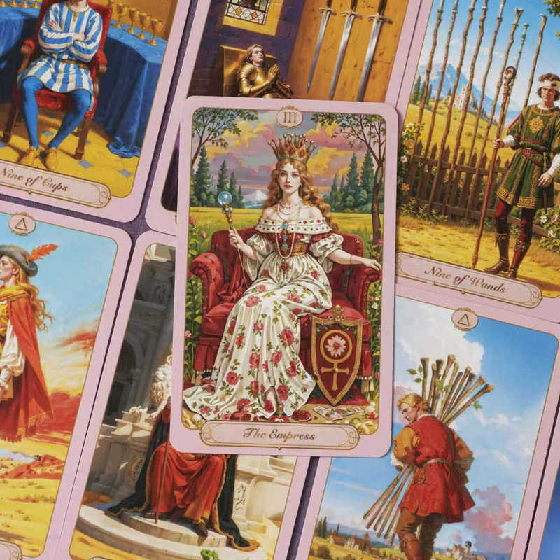 Authentic Renaissance Tarot Cards Ai-Assisted Tarot Tavet Series Board Game Cards Beautiful Pink Tarot