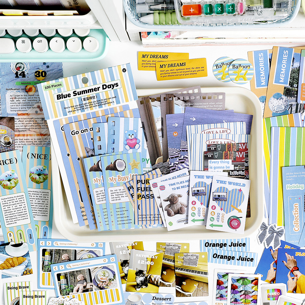 There are control happy dopamine material pack 100 sheets of Korean teas wind hand tent collage Decorative Material Background Sticker-Taobao