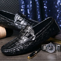 Summer new mens genuine leather bean-bean shoes male crocodile leather leather shoes Casual Driving Shoes Inn Wind trendy mens shoe tides