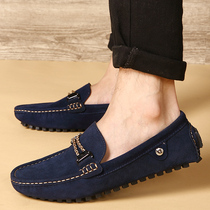 2022 Spring New Mens Bean Shoes Men Frosted Genuine Leather Casual Driving Shoes Youth Trends 100 Hitch Shoes