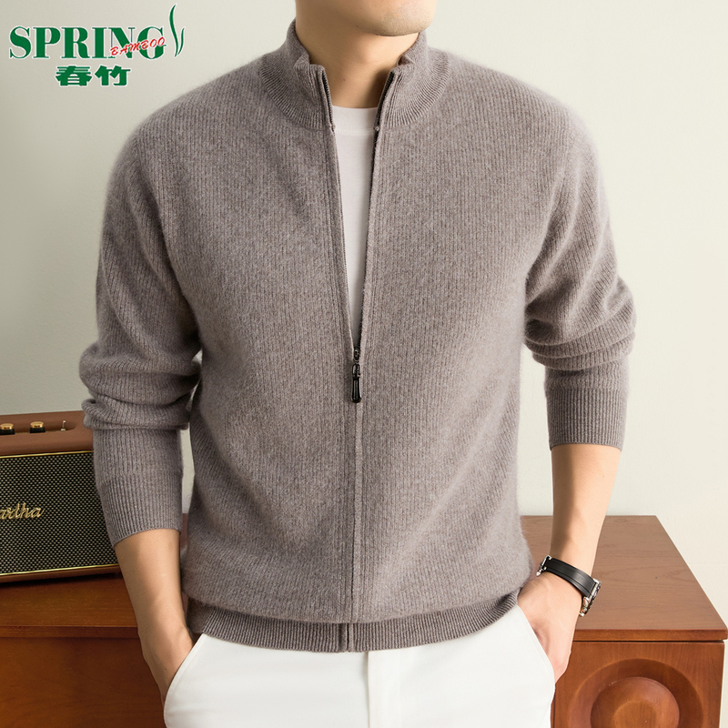 Shanghai Chunzhu 100% Pure Cashmere Sweater Men's Thick Zip-Up Cardigan Casual Knitwear Wool Sweater Shanghai Chunzhu 100% Pure Cashmere Sweater Men's Thick Zip-Up Cardigan Casual Knitwear Wool Sweater