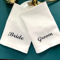 (A couple of newcomers) bride and groom napkin embroidery napkin retro fashionable wedding arrangement multi-color optional