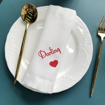 (French placemats) Darling Red love embroidery placemats coasters home decoration mats