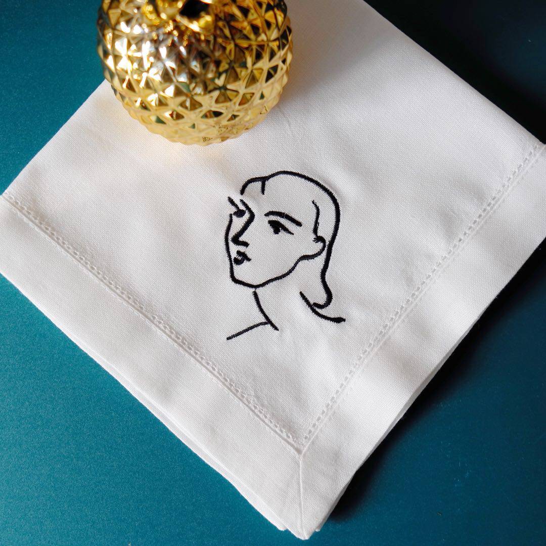 Mattis extremely simple wind embroidered oral cloth napkin Home Decorative Cloth table arranged square napkin-Taobao