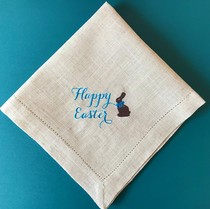 HappyEasterBunny Easter gift embroidered rabbit English linen napkin placemats 45X45CM