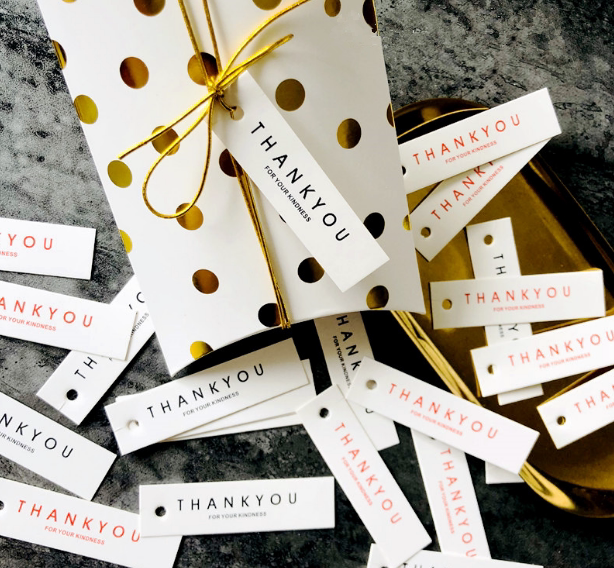 About 100 clean red and black THANK YOU fine slim tag decoration packaging accessories