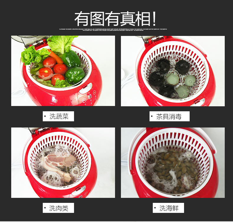 Ruizhi multi-function household ozone vegetable washing machine Fruit and vegetable disinfection machine Fruit cleaning detoxification machine purifier 06A-1