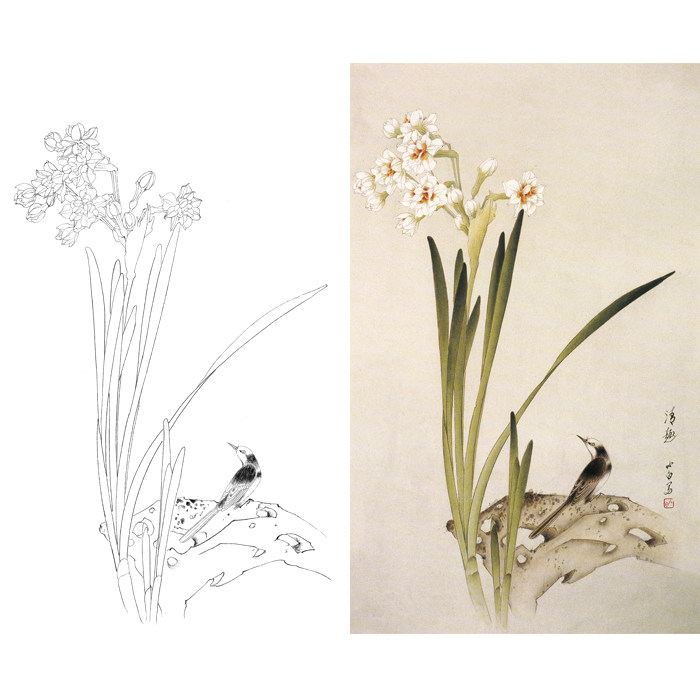 真作/春秋/石上庵春秋/露草/水仙/花/花鳥/桐共箱付/布袋屋掛軸HK-168 O1CN01c2OrXa1qw4aVIWYq5_!!