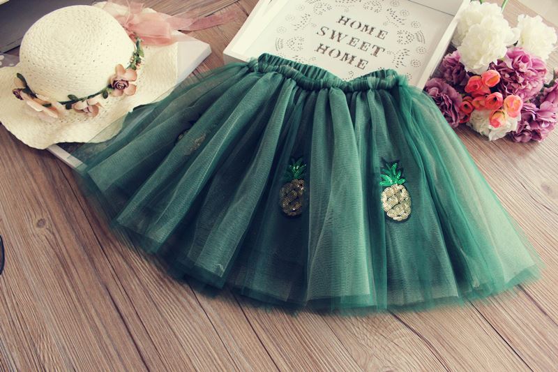 2018 mùa hè cô gái mới dứa nhỏ bay tay áo T-shirt + nửa chiều dài váy hai mảnh trẻ em pettiskirt phù hợp với