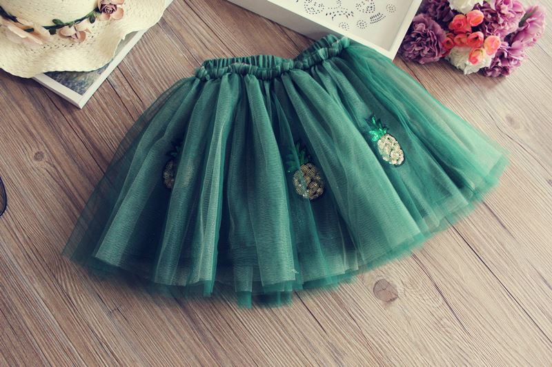 2018 mùa hè cô gái mới dứa nhỏ bay tay áo T-shirt + nửa chiều dài váy hai mảnh trẻ em pettiskirt phù hợp với