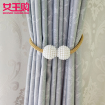 Magnet curtain buckle Strap strap rope Tie flower tie strap Rope hook A pair of pearl curtain accessories Decorative multi-color