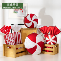Christmas decorations red and white 40cm hand-painted large candy hanging accessories festive wedding window decoration props ornaments
