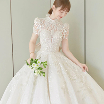 Main wedding dress 2021 new bridal temperament high-end heavy industry court style luxury long tail wedding dress female summer
