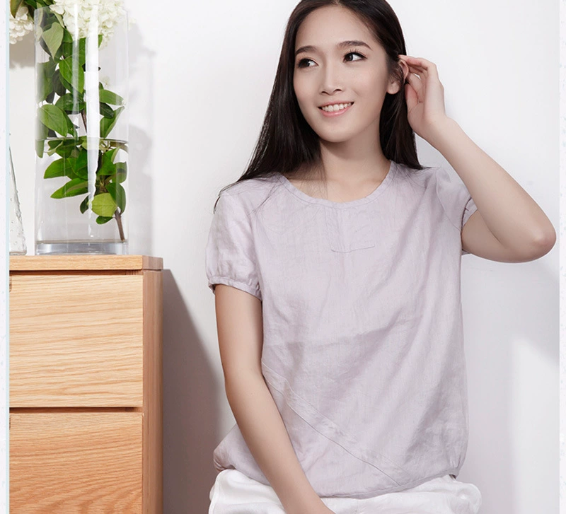 Mùa xuân và mùa thu mới của phụ nữ lỏng lẻo cotton và áo sơ mi dài tay giản dị áo gió văn học