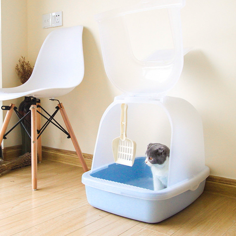 Semi-enclosed cat litter box splash-proof open feces box cat supplies fat cat large fully enclosed cat toilet