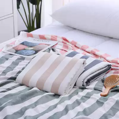 Soft bamboo fiber cold blanket Single double air-conditioning quilt Printed summer cool quilt towel quilt leisure blanket Foreign trade