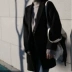 Mùa xuân 2018 mới và áo khoác cashmere hai mặt thủ công ngắn trẻ em nhỏ màu đen Áo khoác len nữ Hàn Quốc - Accentuated eo áo áo dạ dài nữ Accentuated eo áo