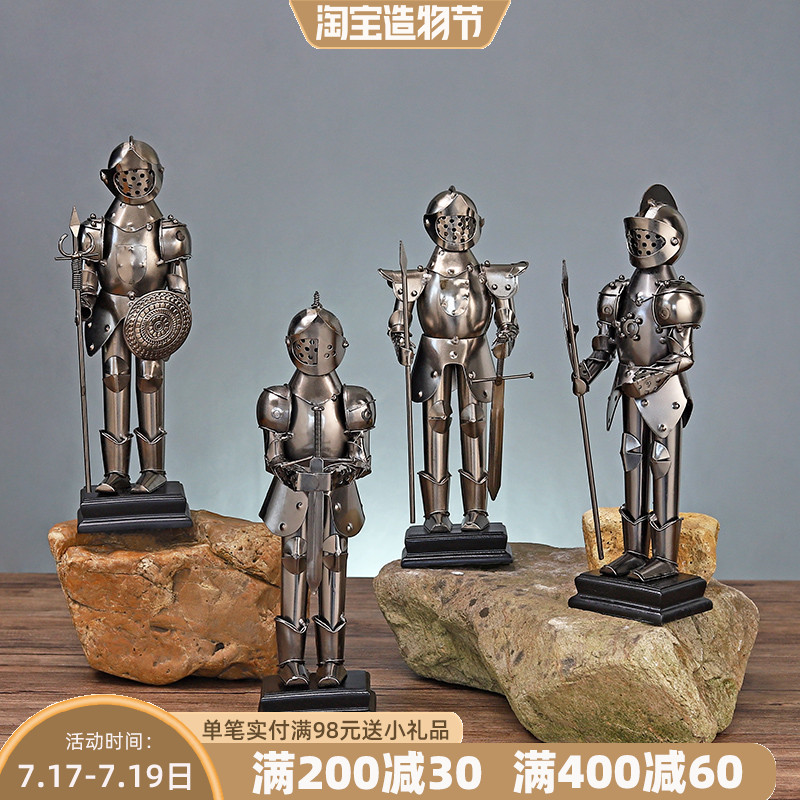 Creative metal Roman warrior ornaments Simple modern home living room entrance wine cabinet decoration small handicraft decoration