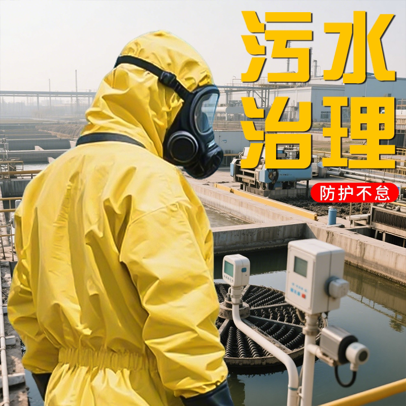 污水治理防护服耐酸碱防飞溅一体式连体全身防水防臭化工厂防化服