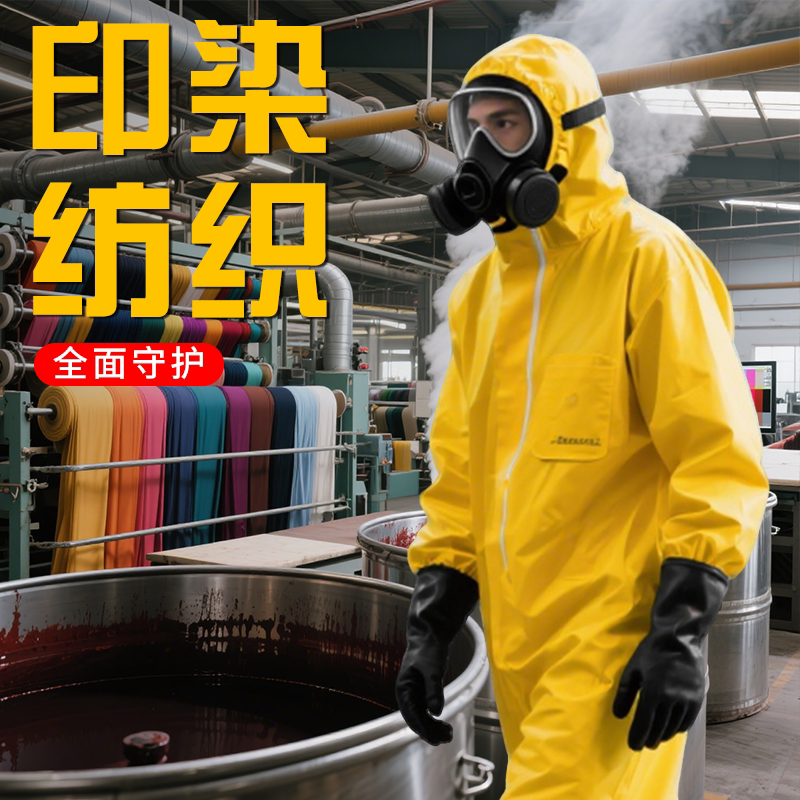 印染纺织防护服 连体全身轻型防化服耐酸碱防尘化学实验室工作服