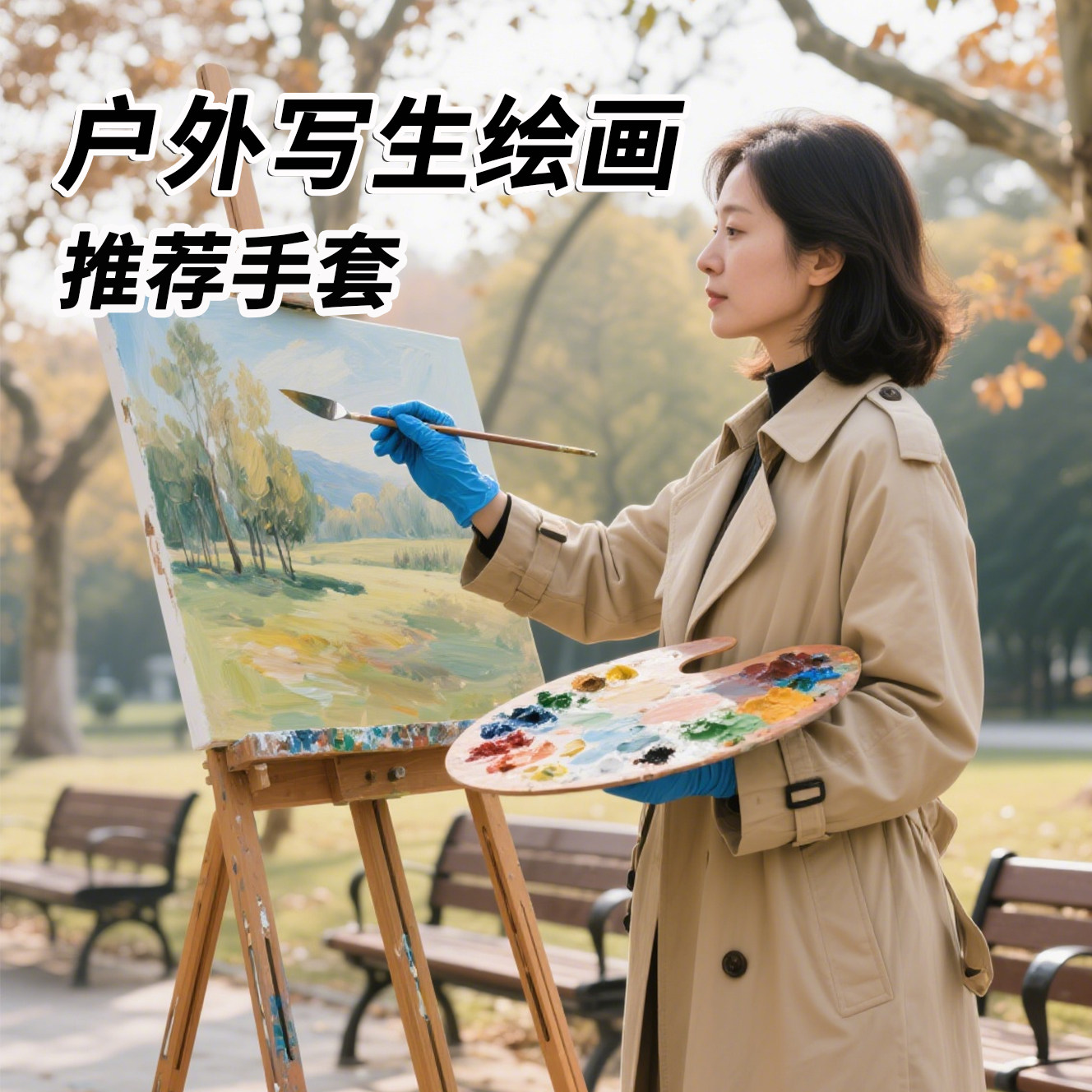 户外写生绘画一次性丁晴手套天蓝色防水防滑女士厨房做饭防护手套