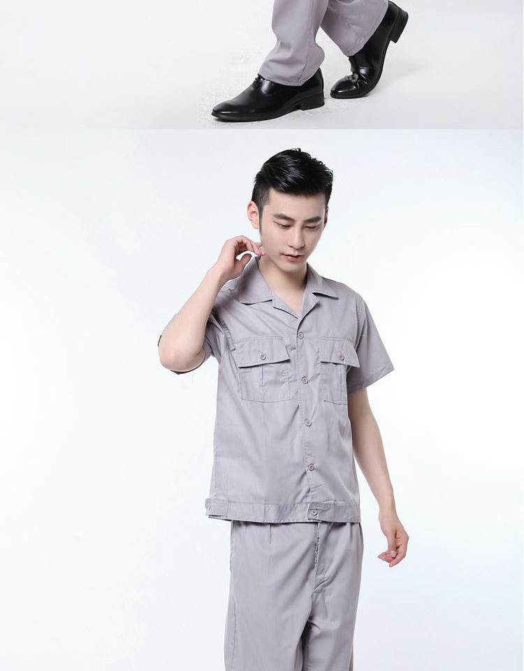 Đồng phục mùa hè phù hợp với đồng phục nam công nhân xưởng xưởng bảo hiểm lao động kỹ thuật quần áo màu xám đồ bộ kiểu mới
