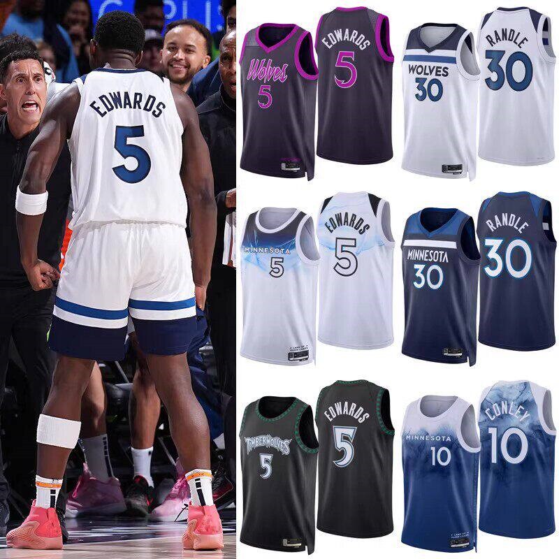25-26 Summer Season Minnesota Timberwolves No. 5 Edwards No. 30 Randle No. 25 Rose Conley Fan Edition Jersey and Pants 25-26 Summer Season Minnesota Timberwolves No. 5 Edwards No. 30 Randle No. 25 Rose Conley Fan Edition Jersey and Pants
