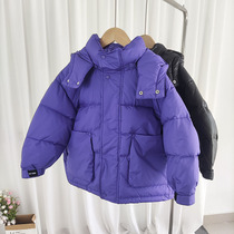 Childrens down jacket short boys and girls Korean version of the bread coat thickened white duck down loose coat middle-aged children