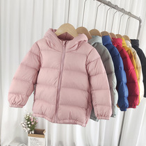 Childrens down jacket short autumn and winter new boys and girls light hooded thick white duck down warm foreign style jacket