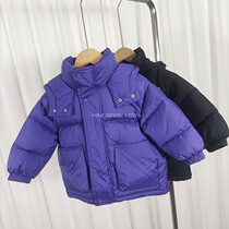 Childrens down jacket short hooded autumn and winter new boys and girls baby bread clothes loose small medium and large childrens jacket