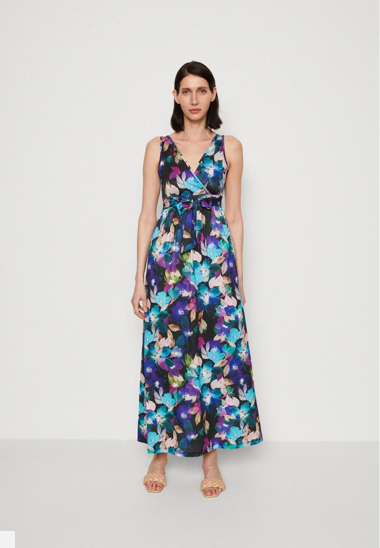 Straight Post UK 2023 new women's dress V collar printed long sleeves without sleeves-Taobao