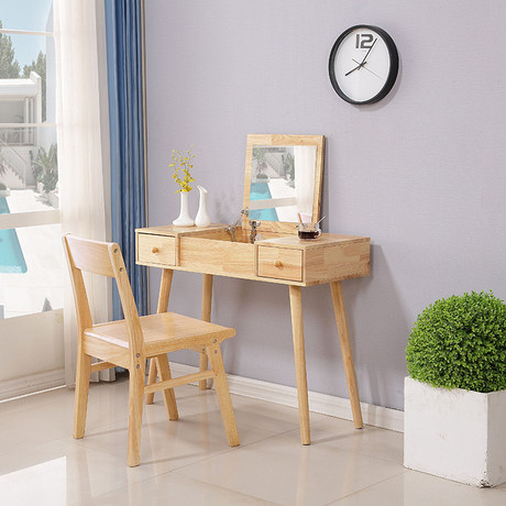 Nordic dresser all-solid wood makeup table modern mini-room mini-overhead multi-function table