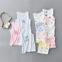Summer new childrens vest pure cotton light and breathable bamboo Festival cotton male and female baby hit bottom vest cartoon 2 pieces 3 pieces