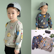 Childrens long sleeve sweatshirt in childrens autumn and winter clothing boy pure cotton wool circles full of male babies 100 hitch sets head blouses