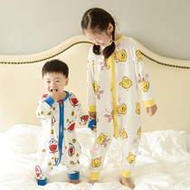 Baby Legs Sleeping Bag Children Conjoined Sleeping Clothes Baby Pure Cotton Autumn Winter Thin boy freshmen anti-kick by girl