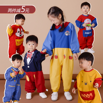 Baby one-piece hood waterproof baby climbing to wear full-body anti-dirty crawling anti-wearing eating and clothing child drawing clothes