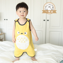 Baby sleeveless sleepwear gown protector baby vest pajamas boy girls summer cotton sleeping skirt anti-kick air conditioning suit