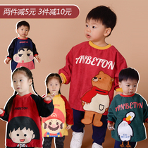 Baby Hood Clothing Autumn Winter Children Waterproof Anti-Dirty Anti-Wear Kid Light Core Suede Baby Eating Clothes Drawing Clothing Bib