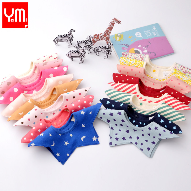 Baby male and female baby saliva towel 360 degrees can be rotated multifunctional cotton waterproof shape octagonal flower bib