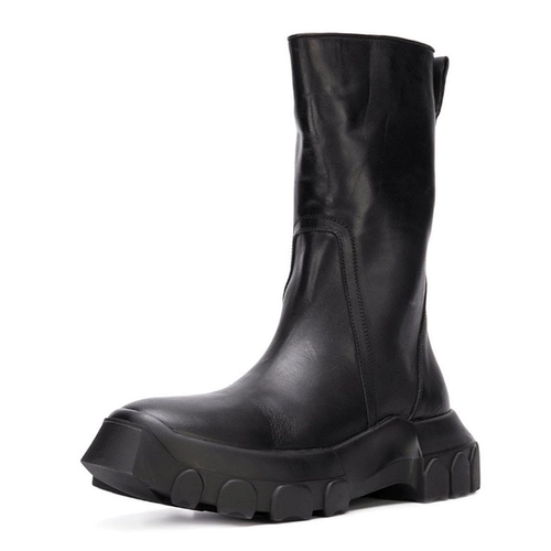 Martens, высокие высокие сапоги в английском стиле с молнией на платформе, в британском стиле, из натуральной кожи, европейский стиль, средней длины