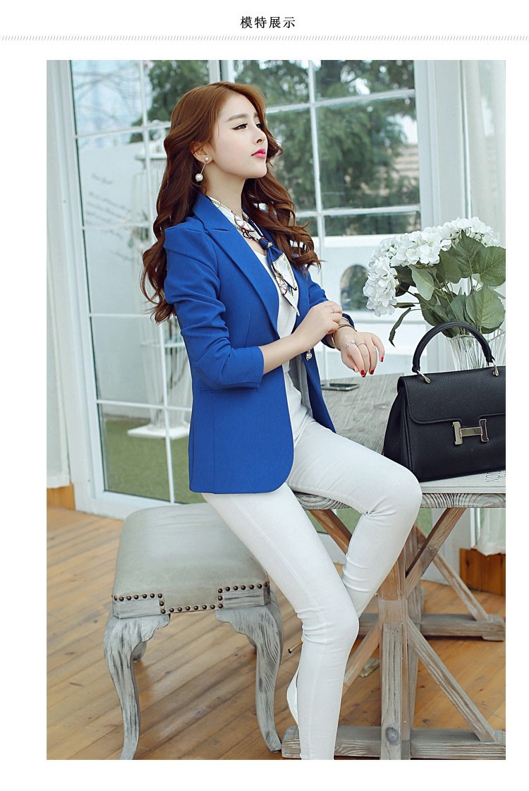 Mushroom Street Mới mùa xuân và mùa thu Phụ nữ Slim Suit nhỏ mỏng Tay áo dài Màu rắn OL Business Mặc Top Suit Jacket áo vest nữ hàng hiệu