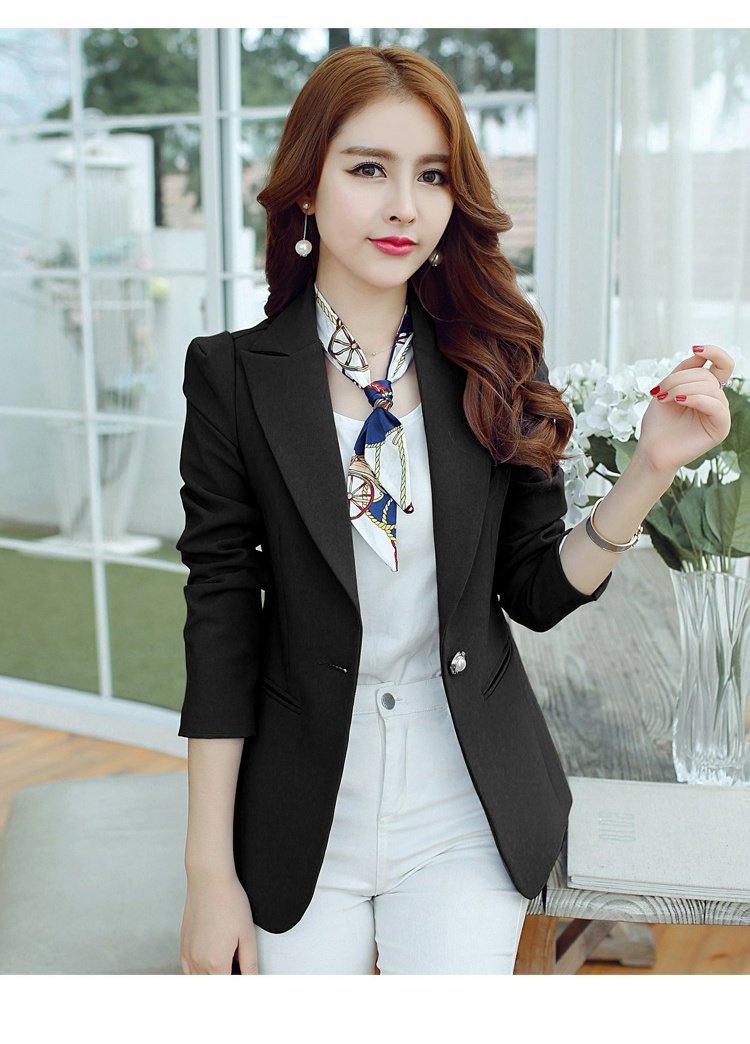 Mushroom Street Mới mùa xuân và mùa thu Phụ nữ Slim Suit nhỏ mỏng Tay áo dài Màu rắn OL Business Mặc Top Suit Jacket áo vest nữ hàng hiệu