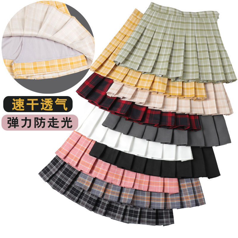 Golf Women's Clothing Shorts Skirt Women's Spring and Summer Plaid Skirt Mid-High Waist Pleated Skirt Preppy Style Anti-Exposure