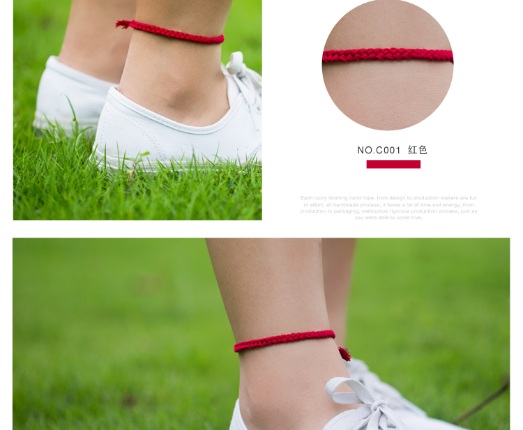 Dây đỏ nữ phiên bản Hàn Quốc muốn chúc chân vòng chân nam và nữ handmade DIY gió quốc gia dệt năm nay của chân xích lắc chân nữ titan