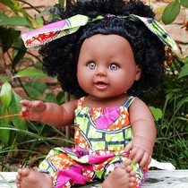 Nebawaniel doll black skin simulation doll toy explosion head girl African girl soft glue doll