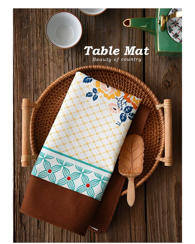 New cotton nước Mỹ retro bảng in ấn thảm mục vụ phương tây placemats trà khăn vải cách nhiệt khăn ăn khăn trải bàn giáo viên