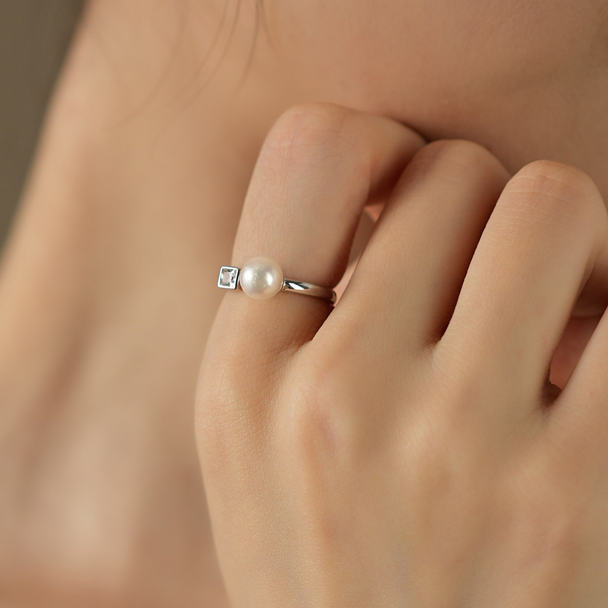 Golden Charm 7-8mm perfect round akoya seawater pearl ring S925 silver bracelet gift for girlfriend